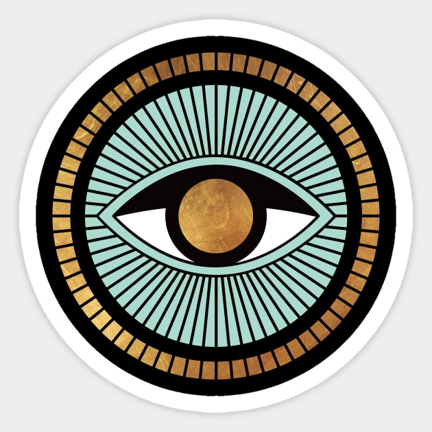 Evil Eye Gold Amulet Sticker by Inogitna Designs